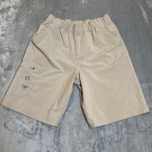 Columbia PFG Kids Size L Tan Cargo Shorts‎ Elastic Waist Pockets Fishing Outdoor